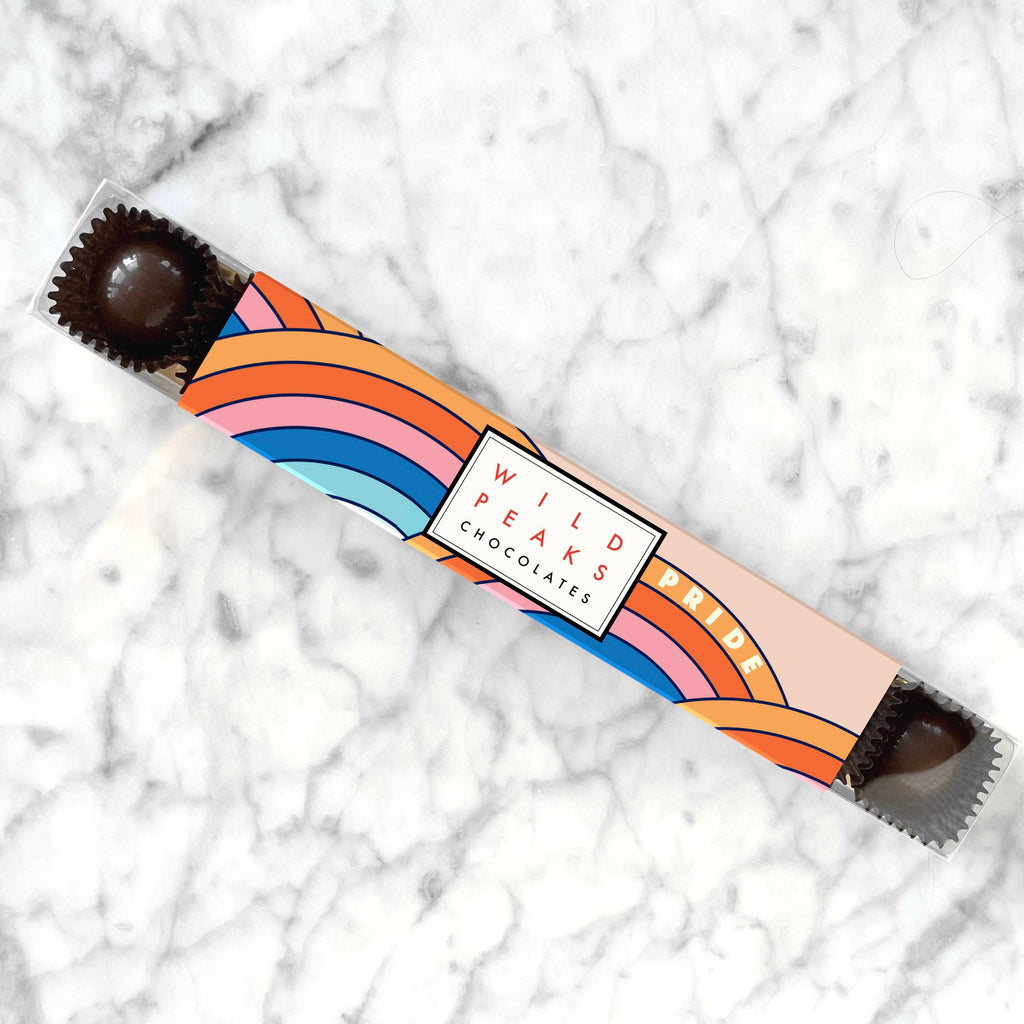 Pride Month Chocolate Gift with rainbows by Wild Peaks Chocolates