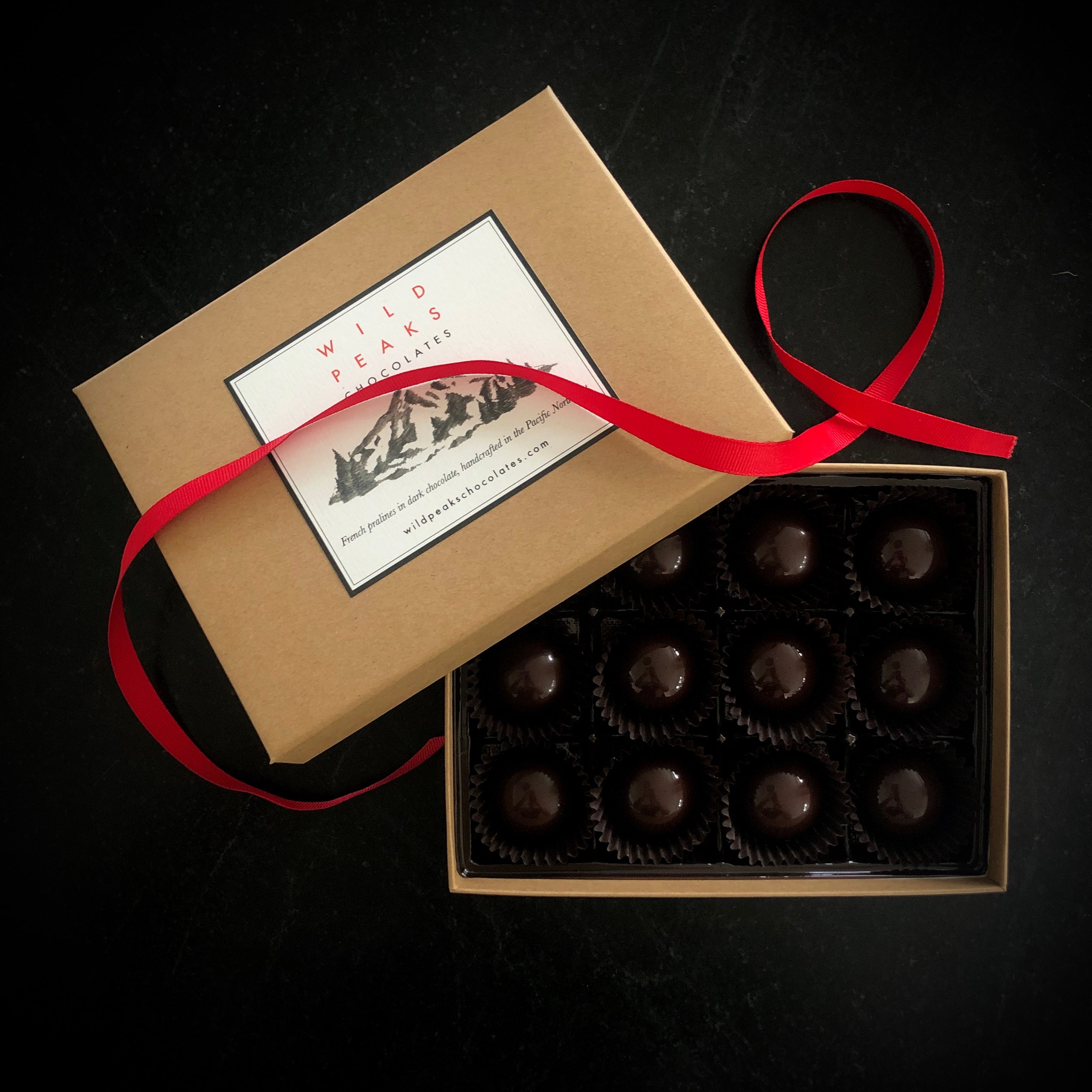 Praline dark chocolate bonbons by Wild Peaks Chocolates - Seattle, WA