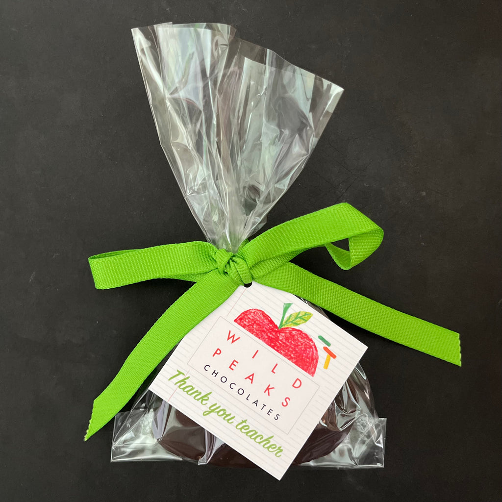 Teacher gift with custom note, individually packaged chocolate heart