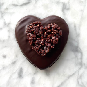 Mother's Day Hazelnut and Feuilletine praline heart - Collaboration with local artist Andrea Bijou